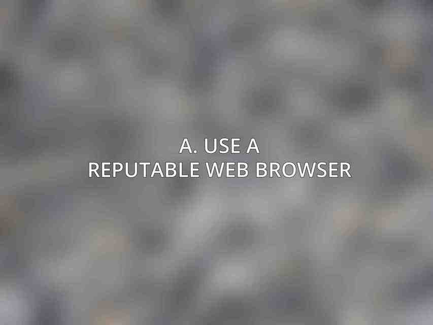 A. Use a Reputable Web Browser