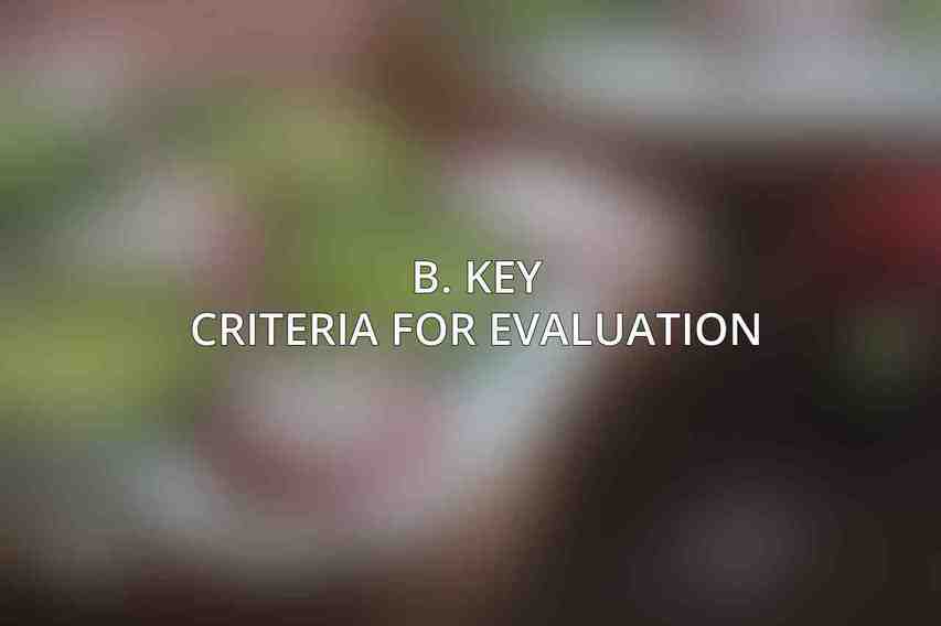 B. Key Criteria for Evaluation