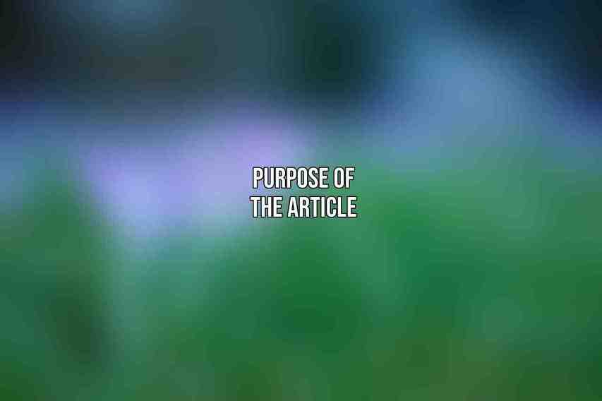 Purpose of the Article