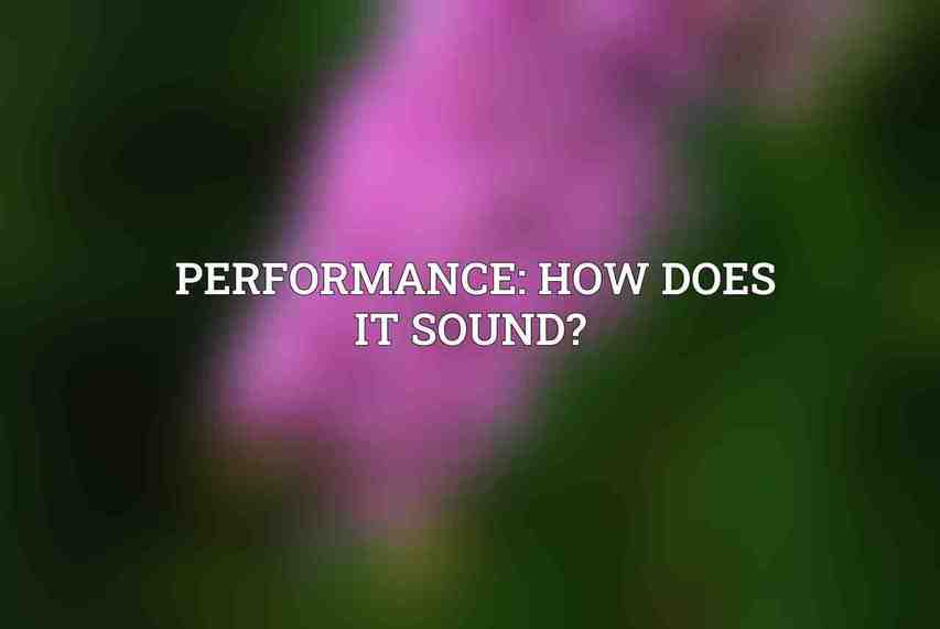 Performance: How Does it Sound? 