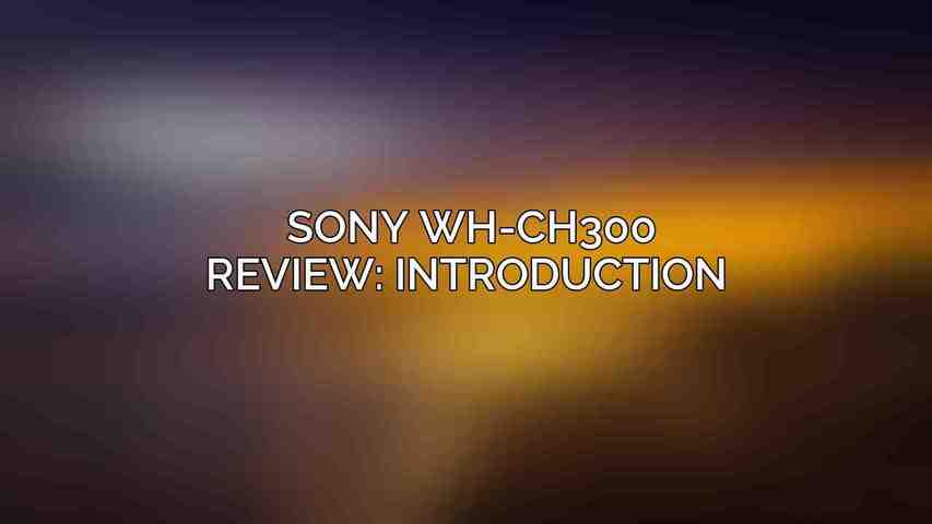 Sony WH-CH300 Review: Introduction 